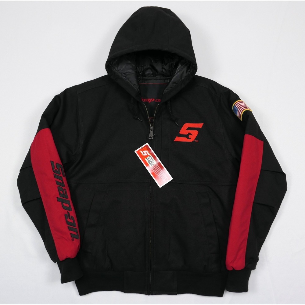 NEW Snap-on Tools Pro Jacket Mens Medium Black Red Hooded Full Zip Workwear NWT